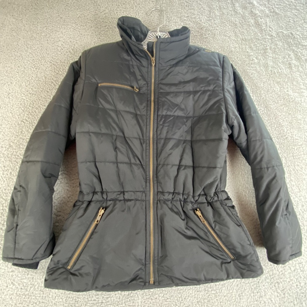 Skea Jacket Womens 6 Black Puffer Full Zip Skiing Paris Made In USA Quilted Coat